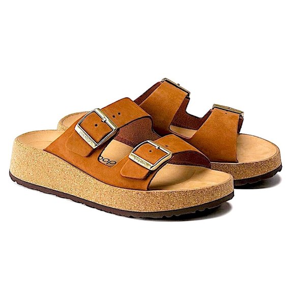 Papillio Shoes - Birkenstock Papillio Gabriela Platform Sandals in Pecan Nubuck Leather